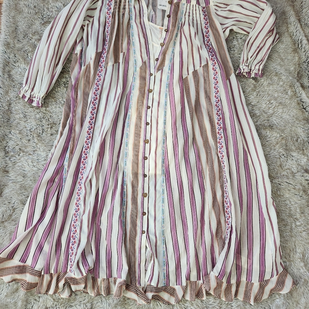 Free People Sweet Dreams Maxi Dress In Ivory Tea Combo Women's‎ Size XS/S - Picture 4 of 16